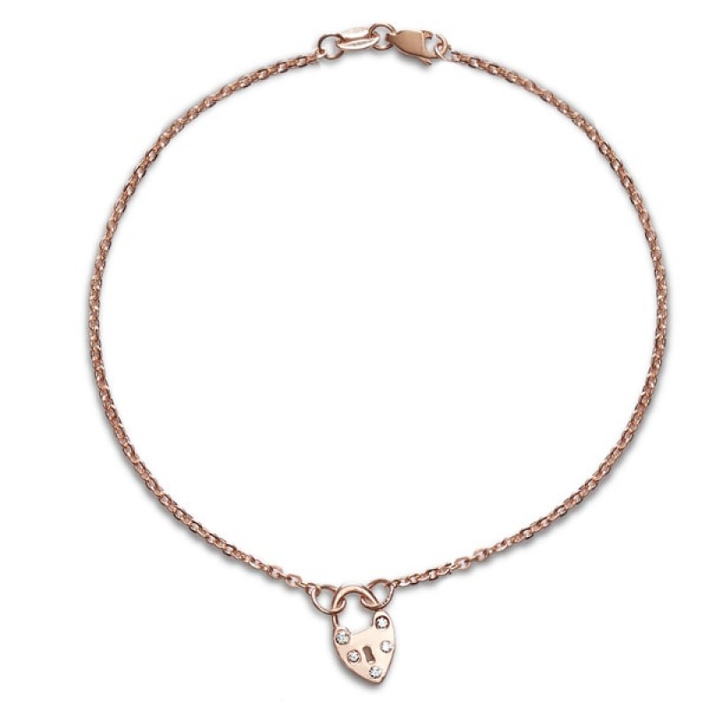 Diamond Heart Padlock Bracelet