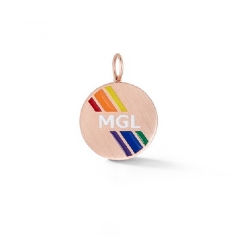 Rainbow Monogram Stripe Enamel Medallion