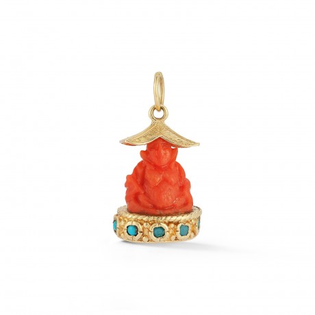 Estate Coral and Turquoise Buddha Charm